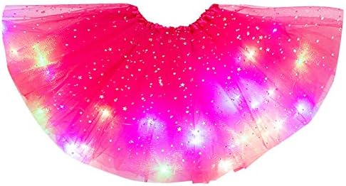 חצאיות לריקוד נשים לנשים נורות LED 3 שכבת כוכבים מיני חצאית רשת חצאית נפוחה חצאיות בלרינה ילדה בית ספר קצרה