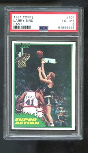 1981 Topps 101 לארי בירד PSA 6 כרטיס מדורג 1981-82 מזרח סופר אקשן כדורסל NBA בוסטון סלטיקס