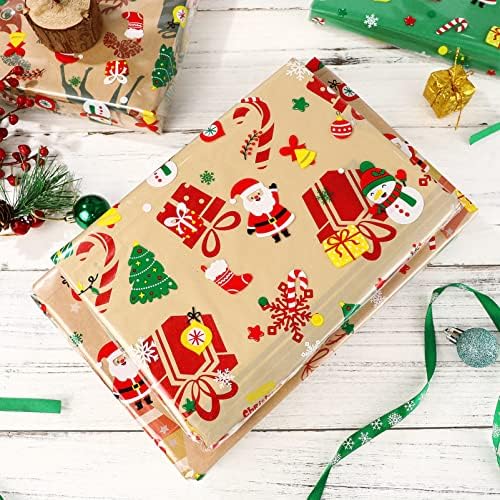 Abofan חג המולד צלופן עטיפת נייר גליל 2.5 מיליל עובי מתנה צלול עטיפת סנטה קלאוס שלג איש עטיפה נייר עטיפה