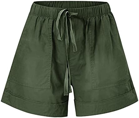 GTMZXXW מכנסי קיץ קצרים בקיץ מוצקים משקל קל משקל מזדמן מכנסי כותנה מותניים אלסטיים עם כיסים