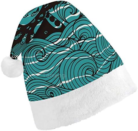 חג המולד סנטה כובע, אוקיינוס כריש זנב חג המולד חג כובע למבוגרים, יוניסקס נוחות חג המולד כובעי לשנה