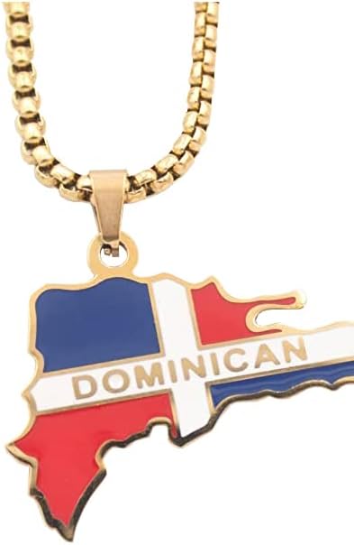 מינאנה נירוסטה אמייל הרפובליקה הדומיניקנית מפת תליון שרשרת-זהב צבע תכשיטי לנשים לראווה את יופי