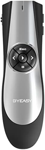 מגיש אלחוטי של Byeasy, RF 2.4GHz Clicker Clicker שלט 100 רגל, USB PowerPoint PPT Clicker, בקרת עוצמת קול עבור גוגל