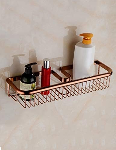 מדף אמבטיה של KMMK בית ， מתלה מגבות ， מדף מקלחת כל מתלי אמבטיה מלבן ברונזה רוז זהב מדף קוסמטי