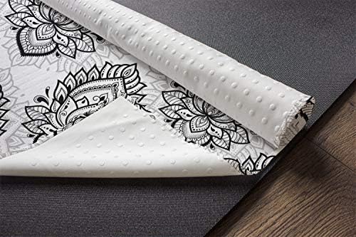 מגבת מחצלת יוגה אתנית של אמבסון, תיאור סגנון מזרחי אתני של פרח הלוטוס בתבנית מנדלה, כיסוי כרית אימון