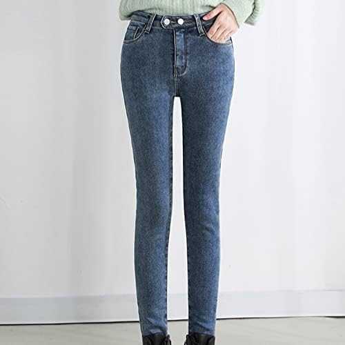 מכנסיים מעבים של Sikye מכנסי ג'ינס קטיפה של הנשים המותניים החמים והמותניים הגבוהים של הנשים