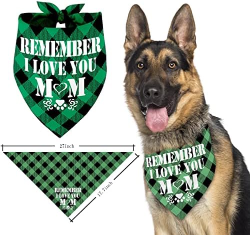 זכור אני אוהב אותך אמא כלב בנדנה, כלב אמא ירוק בנדנה מתנה, מודפס כלב בנדנות מתנה עבור כלב יום