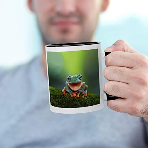 צפרדע עץ, צפרדע מעופפת צוחקת קרמיקה ספל יצירתי שחור בתוך כוס קפה ספלי ידית עמידות מתנות ייחודיות