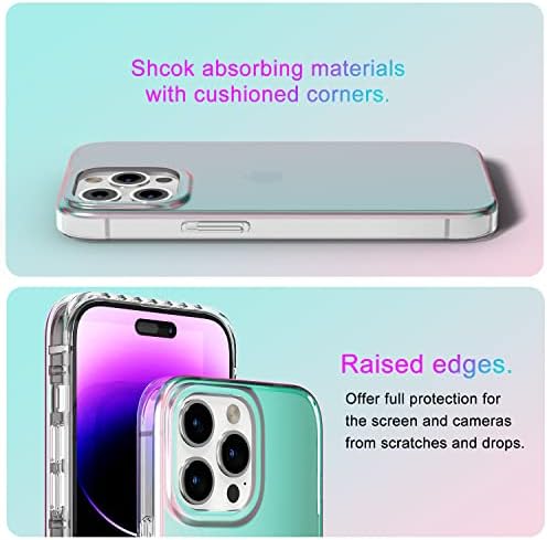 Oakxco iPhone 14 Pro Case Holographic, חמוד אסתטי פלורסנטית מארז ניאון נוצץ לניאון ל -14 פרו, מעטפת שקופה מט
