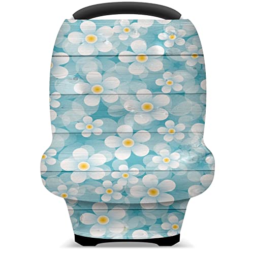 מושב מכונית לתינוק מכסה עץ כחול דפוס חיננית כיסוי סיעוד כיסוי עגלת צעיף הנקה לחופית עגלת תינוקות