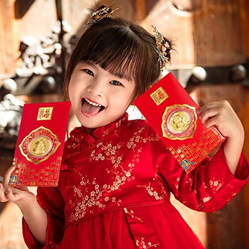 חדש שנה אדום מנות 6 יחידות מעטפות מזל כסף מעטפות 2023 ארנב שנה אדום מעטפות הונג באו ארנב מטבעות אדום מעטפות
