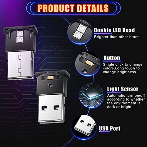 מיני אור LED של USB, RGB לרכב LED תאורת פנים ישירות זרם ישיר 5V אור אטמוספירה LED חכמה, מנורת לילה
