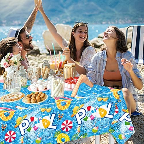 מסיבת בריכה מפות-3 יחידות קיץ פלסטיק מפת שולחן הלו קיץ ספקי צד בריכת מלבן שולחן מכסה הוואי חוף