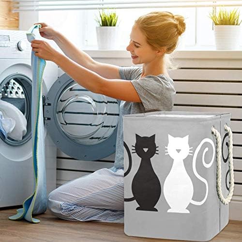 שחור חתול ולבן חתול דפוס 300 ד אוקספורד עמיד למים בגדי סל גדול כביסה סל עבור שמיכות בגדי צעצועים