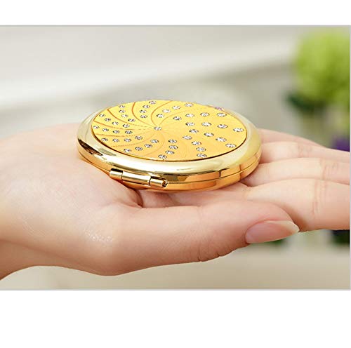 זהב-מצופה יהלומים קטן מראה נייד מתקפל דו צדדי נייד מראה אישית יום הולדת מתנה יאנג1
