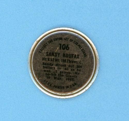 1964 מטבע Topps 106 סנדי קופקס לוס אנג'לס דודג'רס מטבע בייסבול - MLB פוטומינטים ומטבעות