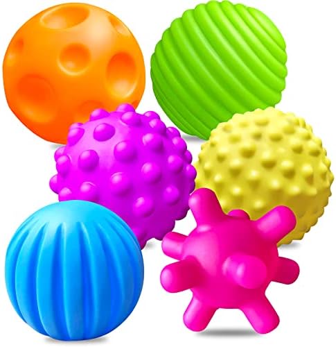 Ynanimery כדורים חושיים לפעוטות 1-3, ילדים מרקמים מרקמים מכווצים לחיפוש חושי, 6 חבילות צעצועים סחיטים חושיים