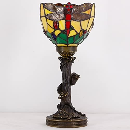מנורה קטנה של טיפאני ויטראז 'מנורה שולחן שולחן ירוק שולחן שפתון צהוב סגנון אור שולחן W6H13.5 אינץ