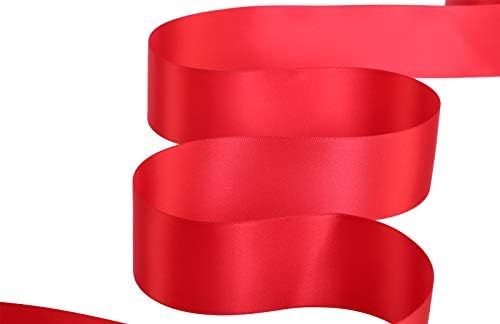RIBBONITLUX 2 סרט סאטן כפול פנים רחב 25 מטר (250-אדום Å, מוגדר לעטיפת מתנה, עיצוב מסיבות, יישומי תפירה, חתונה