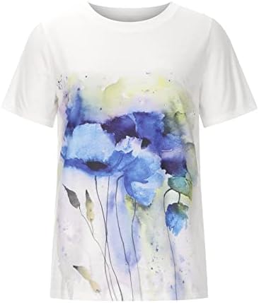 חולצת טשס עליונה של שרוול קצר לנשים קיץ סתיו 2023 בגדים צוות צוואר כותנה כותנה פרחונית בראנץ 'גרפי חולצה