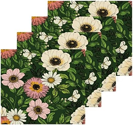 פרחי וינטג 'פרחים פרחים שטיפת שטיפה סט של 2, 12 x 12 אינץ' כותנה כותנה כביסה לתינוק