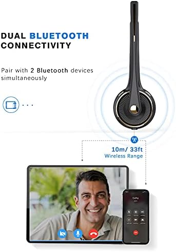 אוזניות Bluetooth של Sookity עם מיקרופון, Trucker Bluettooth Heatse Moary מבטל מיקרופון, אוזניות אלחוטיות