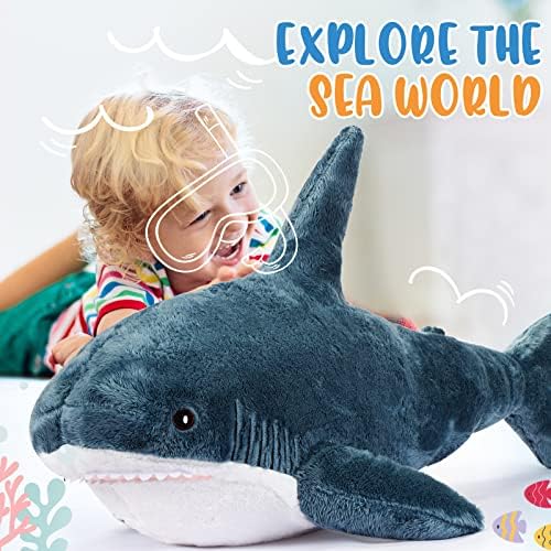 כרית כריש ענקית כרית קטיפה גדולה כרית גוף כרית גוף רכה צעצועים חיה ממולאים כריש פטיש כחול כחול בעלי