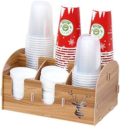 כוס ומכסה ארגונית עץ חד פעמי מחזיק כוס רב תאים קפה לשתות נייר כוסות עשה זאת בעצמך ארגונית תיבת אחסון
