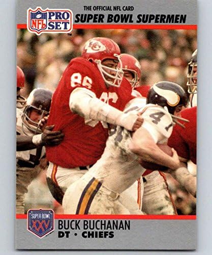 1990 Pro Set NFL כדורגל סופרבול 16081 BUCK BUCHANAN CANSAS CITY CARED CARD CARD TRADE RACKER של ליגת הכדורגל