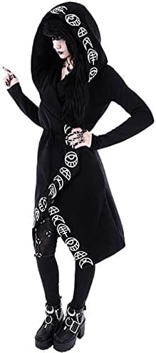 סתיו צמרות שרוול ארוך לנשים אופנה גותית מעיל מודפס כהה רוכסן רוכסן רוכסן קרדיגן מזדמן.
