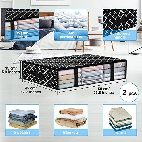 IMEISTEK 3 חבילה מתחת לאחסון מיטה קיבולת גדולה מתחת למיטה מיכלי אחסון עם ידיות מחוזקות ומארגן בגדים