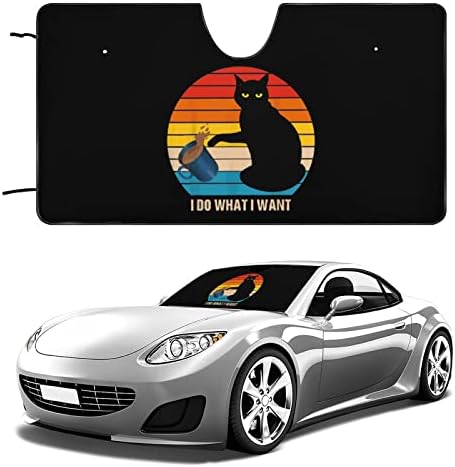 עשו מה שאני רוצה עבור מכונית שחורה לחתול השמשה הקדמית שמש משמש מקפלת מגן השמש האוטומטי חלון