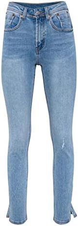 Miashui Womens Jean שמלת מכנסיים נשים טמפרמנט הנוסע לאופנה קצה שטוף מכנסי ג'ין רגל ישר לנשים עם