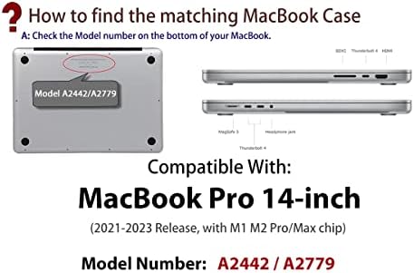 Ueswill תואם ל- MacBook Pro 14 אינץ 'כיסוי מארז 2021-2023 דגם A2442/A2779 עם M1 M2 PRO/MAX מזהה מגע, מרקם