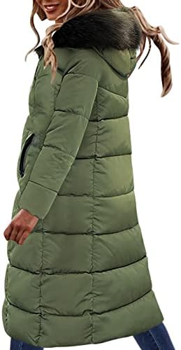 בגדים מרופדים כותנה לנשים בחורף מעבה צווארון גדול בגודל גדול מעל ברך דק מעיל מעיל ארוך מטה נצנצים
