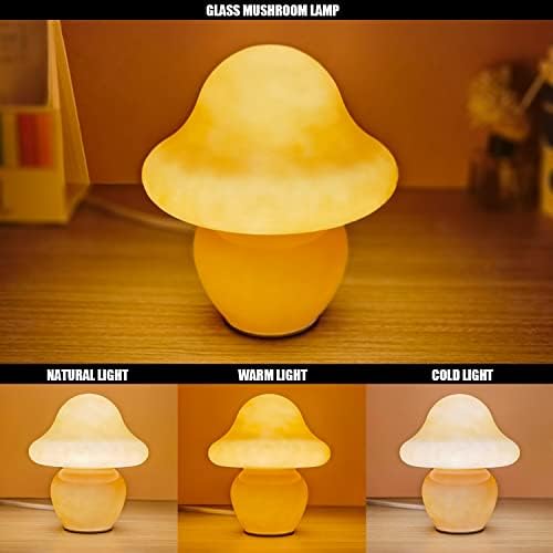 מנורת פטריות שביט, מנורת שולחן זכוכית מנורת לילה בסגנון וינטג ' 3 צבעים מתכוונן לד מנורת לילה