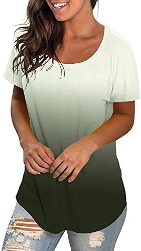 שיפוע צוואר עגול מזדמן של נשים צמרות חולצות שרוול קצרות רופפות חולצות חולצה