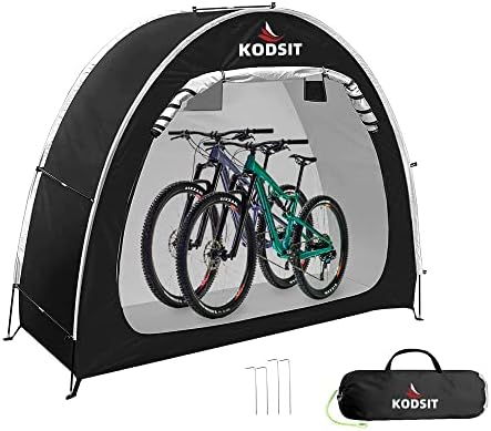 Kodsit אוהל אחסון אופניים חיצוני לשני אופניים, סגר אופניים סגסוגת אלומיניום מתקפלת סככת אחסון אופניים,