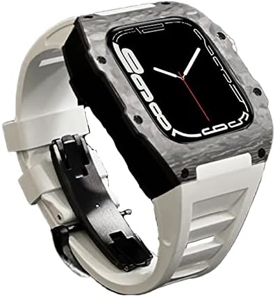 ערכת רצועת סגסוגת סיבי פחמן יוקרתית של Vevel Set for Apple Watch Series 8, 45 ממ פס גומי DIY DIY