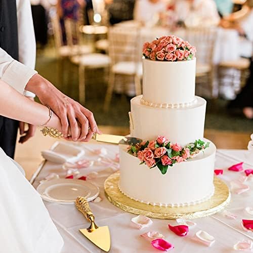 ירלונג זהב עוגת סכין ושרת סט, אלגנטי חתונה עוגת חיתוך הגשת סט עם לוקסוס ידית, עוגת חותך מרית כלי