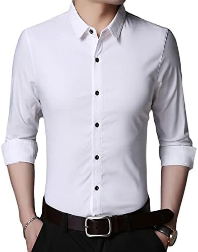 Maiyifu-GJ גברים קלים חולצה קלאסית קלאסית חולצת שמלה רגילה כפתור למטה חולצות מטה חולצות צווארון צווארון