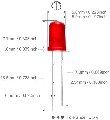 צ ' אנזון 100 יחידות 5 ממ אדום מפוזר הוביל דיודה אורות תאורת הנורה מנורות אלקטרוניקה רכיבים מחוון אור פולטות דיודות