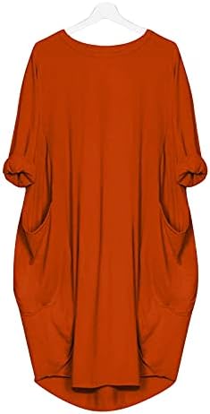 שמלות טוניקה עם שרוול ארוך גדול מדי גודל שמלות חולצת טשי של מידי גודל עם כיסים לנשים