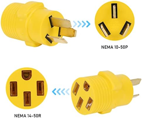 TTSITG NEMA 10-50p עד 14-50R מתאם תקע, 50 אמפר 120V/240V קומפקטי 3 תקע זכר חוזק ל -4 גנרטור כלי קיבול נקבה