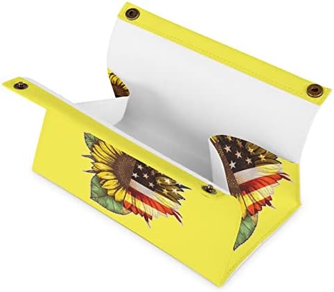 חמניות דגל אמריקאי קופסת רקמות כיסוי מארגן נייר פנים מחזיק מחזיק מפיות מפיות שולחן עבודה דקורטיבי