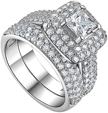 2023 2 יחידות חדשות סט זוגות ריבוע הנסיכה סט ריבוע טבעת אופנה אופנה יוקרה אירוסין תכשיטים לחתונה