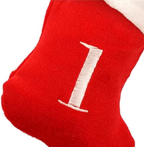 מגרש לחג המולד מיני מונוגרמי אדום קטיפה אדומה שרוול לבן גרבי גרבי גרבי עיצוב חג