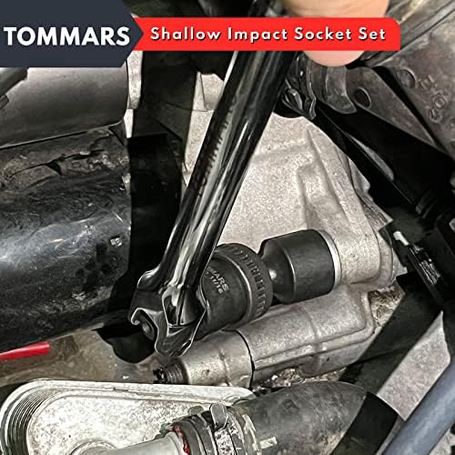 Tommars 3/8 SAE Drive Swivel Shute Socket Socket Socket, 3/8 - 7/16 - 1/2 - 9/16 - 5/8 - 11/16 -
