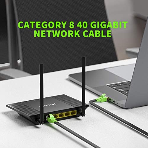 Cat 8 כבל Ethernet 1.5ft, כבל רשת LAN שטוחה במהירות גבוהה מהירות 26AWG תיקון 40 ג'יגה -ביט לשנייה, 2000 מגה