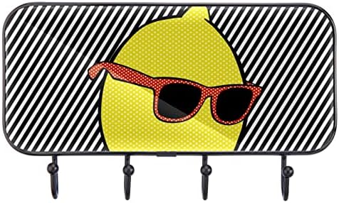 לימון פופ עם משקפי שמש קווי הדפסת מעיל קיר קיר קיר, מתלה מעיל כניסה עם 4 חיבור לעיל מעיל גלימות ארנקי חדר